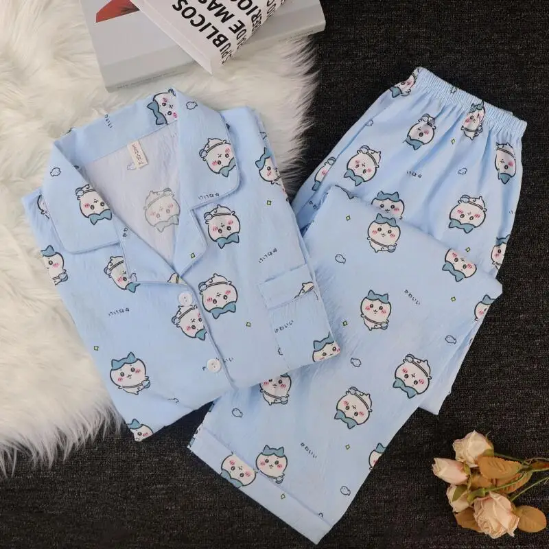 Студенческая одежда для сна в японском стиле Chiikawa Hachiware, женские длинные брюки с длинными рукавами, весенне-осенний новый повседневный свободный домашний костюм, комплект
Студенческая одежда для сна в японском стиле Chiikawa Hachiware, женские длинные брюки с длинными рукавами, весенне-осенний новый повседневный свободный домашний костюм, комплект