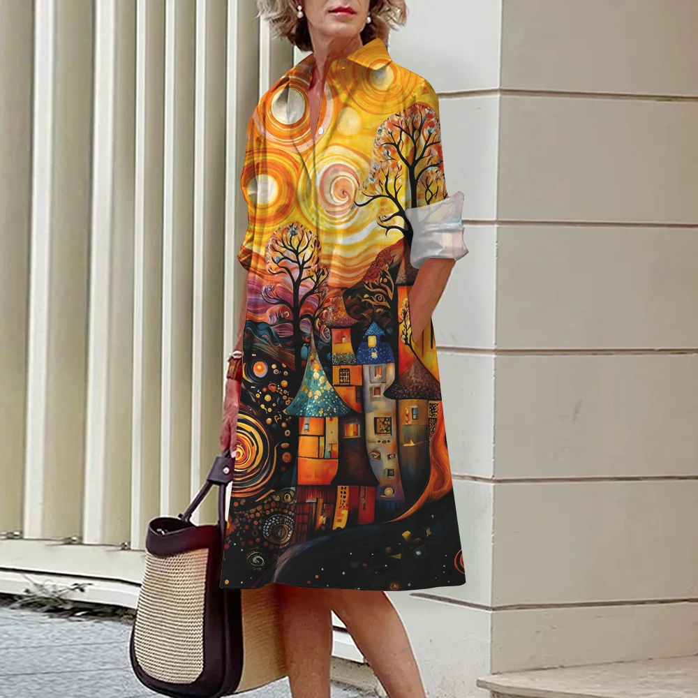 2024 Autumn Art Oil Graphic Printed Dress Women Temperament Ladies Shirt Collar Long-sleeved Dress Elegant Commuter Blouse Dress
2024 Autumn Art Oil Graphic Printed Dress Women Temperament Ladies Shirt Collar Long-sleeved Dress Elegant Commuter Blouse Dress