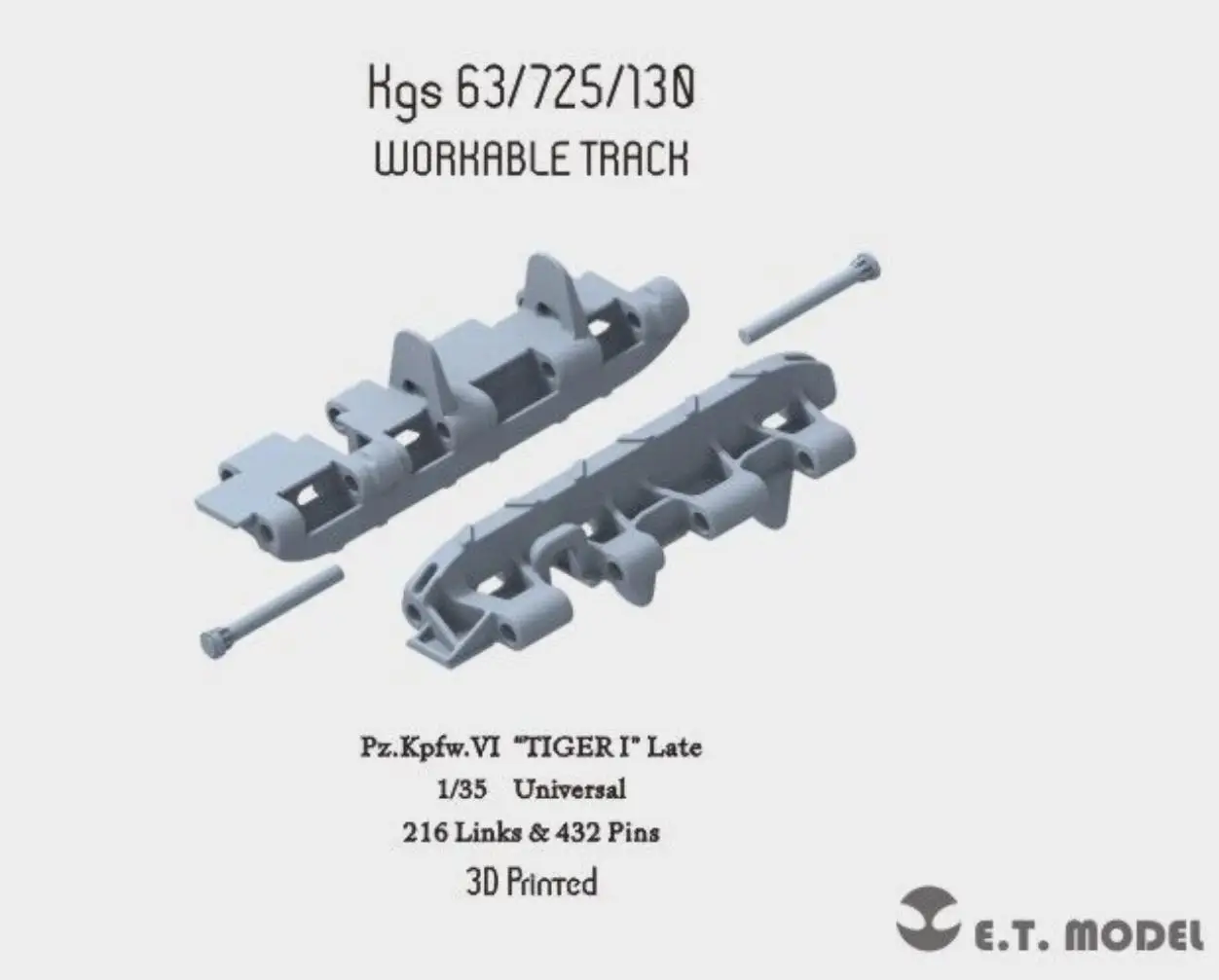 ET модель P35-003 1/35, Немецкий тигр Второй мировой войны, поздний рабочий трек (3D печать) 
ET модель P35-003 1/35, Немецкий тигр Второй мировой войны, поздний рабочий трек (3D печать)