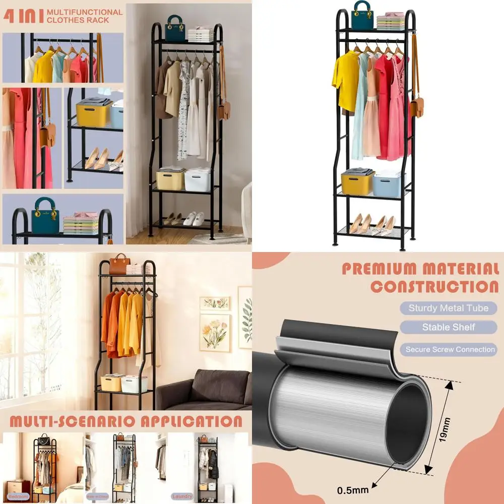 Компактная 3-ярусная металлическая вешалка для одежды, высота 182 см, с 8 крючками, регулируемая подставка для небольших помещений (черная)
Компактная 3-ярусная металлическая вешалка для одежды, высота 182 см, с 8 крючками, регулируемая подставка для небольших помещений (черная)