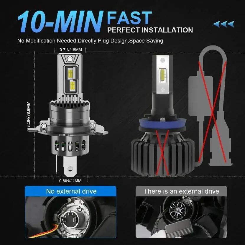 Светодиодные лампы для автомобильных фар H1 H3 H4 H7 H8 H9 H11 HB3 HB4 9005 9006 9012 9003, 12В 30Вт 6000К 28000Лм, комплект для модернизации
Светодиодные лампы для автомобильных фар H1 H3 H4 H7 H8 H9 H11 HB3 HB4 9005 9006 9012 9003, 12В 30Вт 6000К 28000Лм, комплект для модернизации