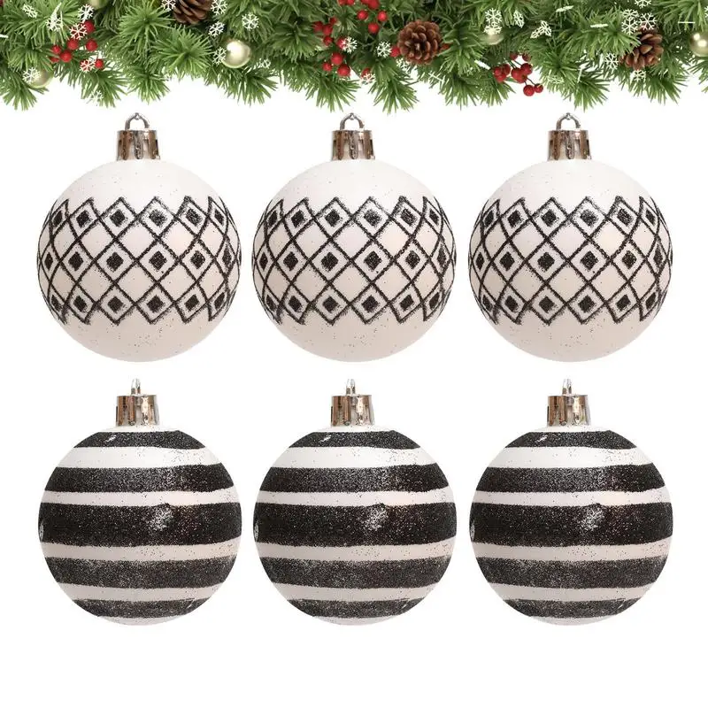 6 Pieces Reusable Portable Christmas Ball Ornaments Bulk 6cm Black and White Christmas Ball Set Xmas Tree Decoration Pendant
6 Pieces Reusable Portable Christmas Ball Ornaments Bulk 6cm Black and White Christmas Ball Set Xmas Tree Decoration Pendant