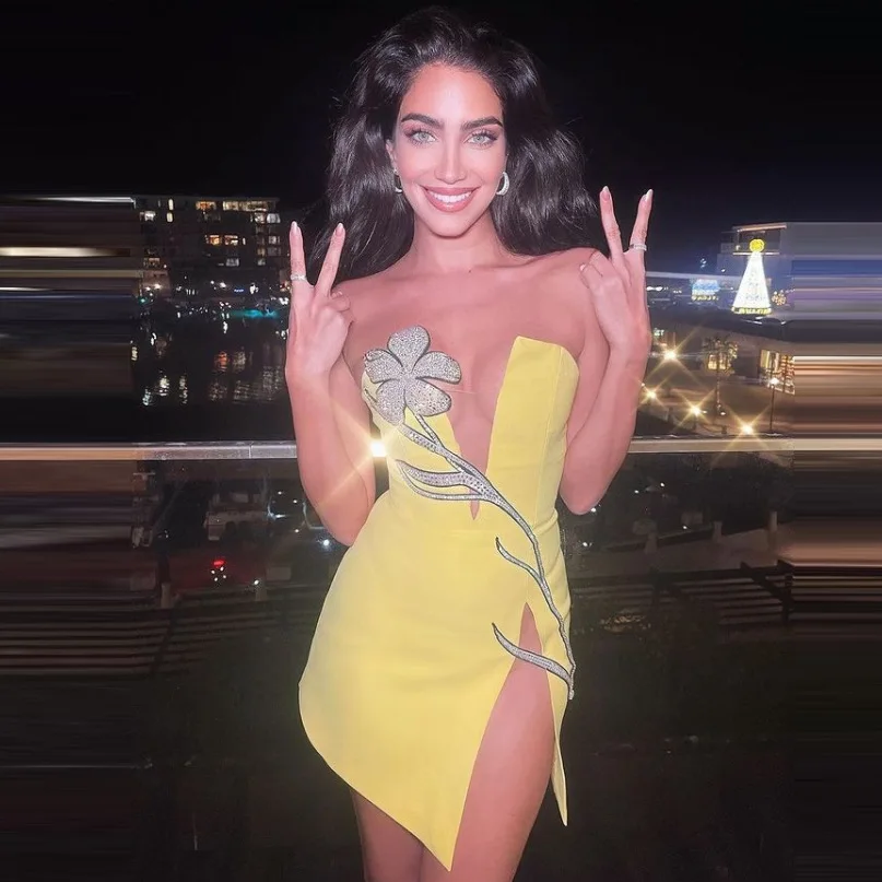 Sexy Strapl Me Dr with Hotfix Rhinestones Heavy Embroidery Side Slit High Waist Knitted Polyester Summer Gown
Sexy Strapl Me Dr with Hotfix Rhinestones Heavy Embroidery Side Slit High Waist Knitted Polyester Summer Gown