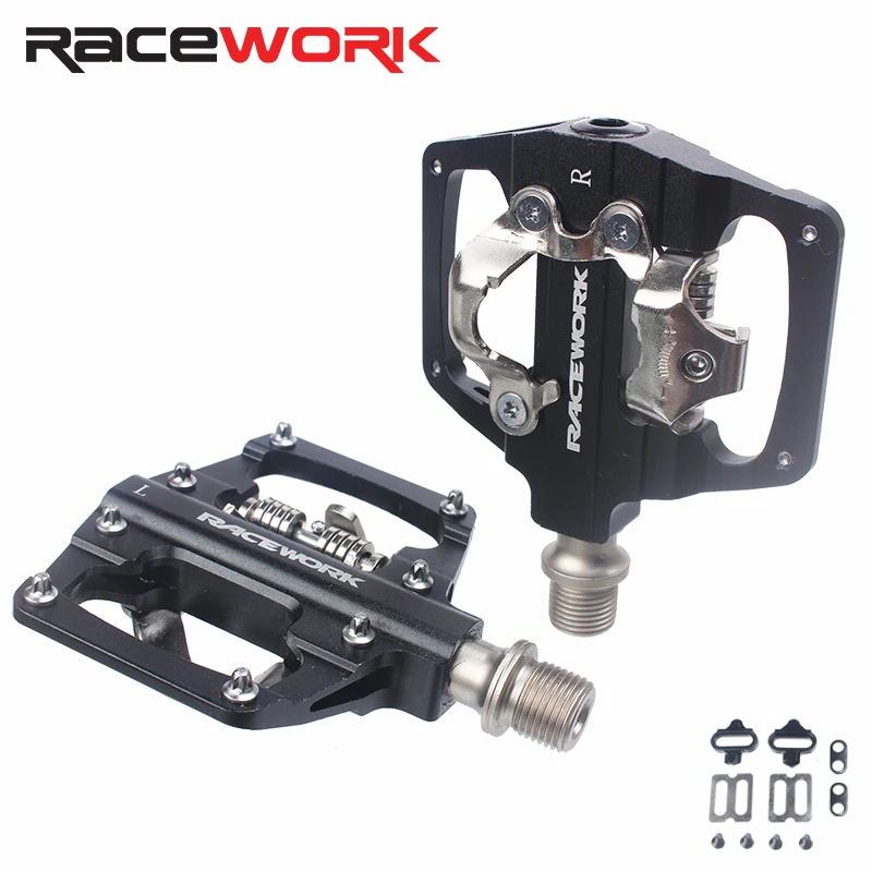 RACEWORK RK09 Ball Bearing Self-locking Clipless Pedal CNC Aluminum Alloy SPD Double Flat MTB Bicycle Pedal
RACEWORK RK09 Ball Bearing Self-locking Clipless Pedal CNC Aluminum Alloy SPD Double Flat MTB Bicycle Pedal