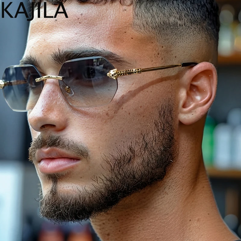 Y2K Punk Square Rimless Photochromic Sunglasses Men 2026 Luxury Designer Trendy Metal Leopard Head Polygon Sun Glasses For Male
Y2K Punk Square Rimless Photochromic Sunglasses Men 2026 Luxury Designer Trendy Metal Leopard Head Polygon Sun Glasses For Male