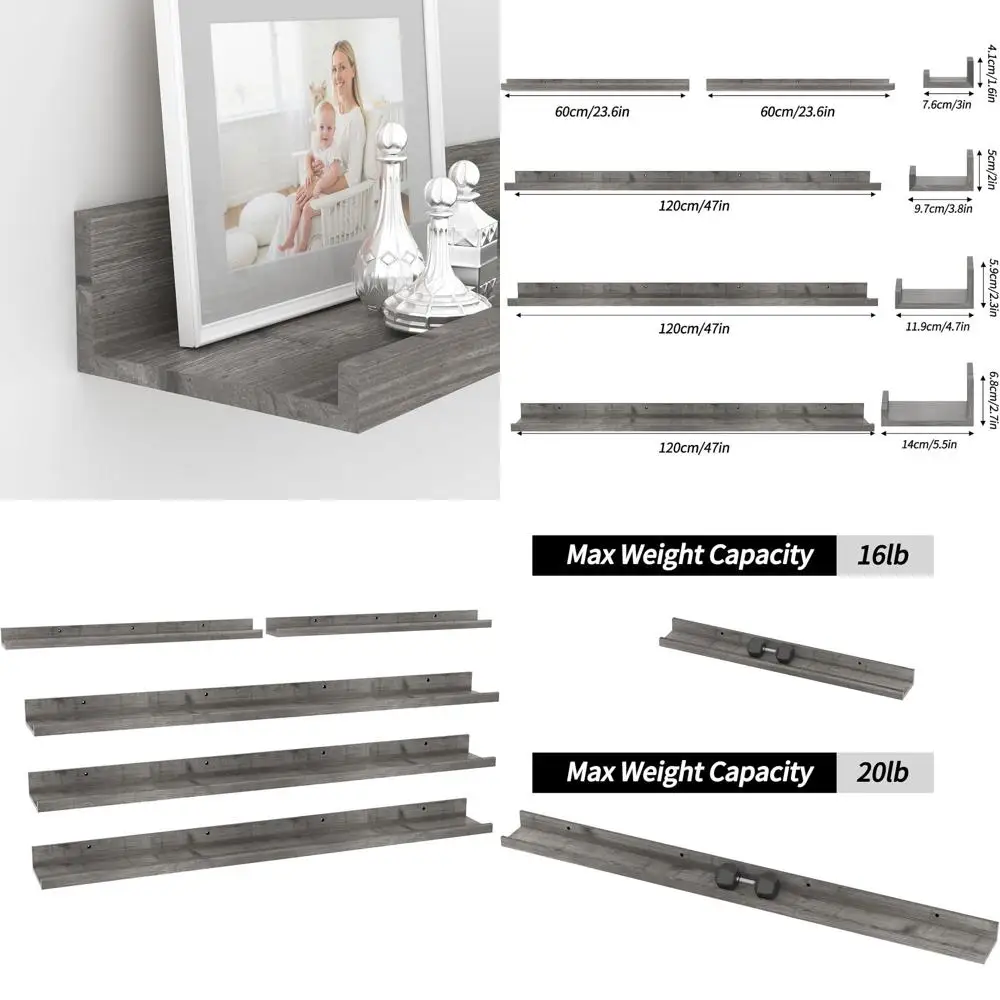 Set of 5 Grey Wooden Floating Shelves for Home Storage and Decoration
Set of 5 Grey Wooden Floating Shelves for Home Storage and Decoration