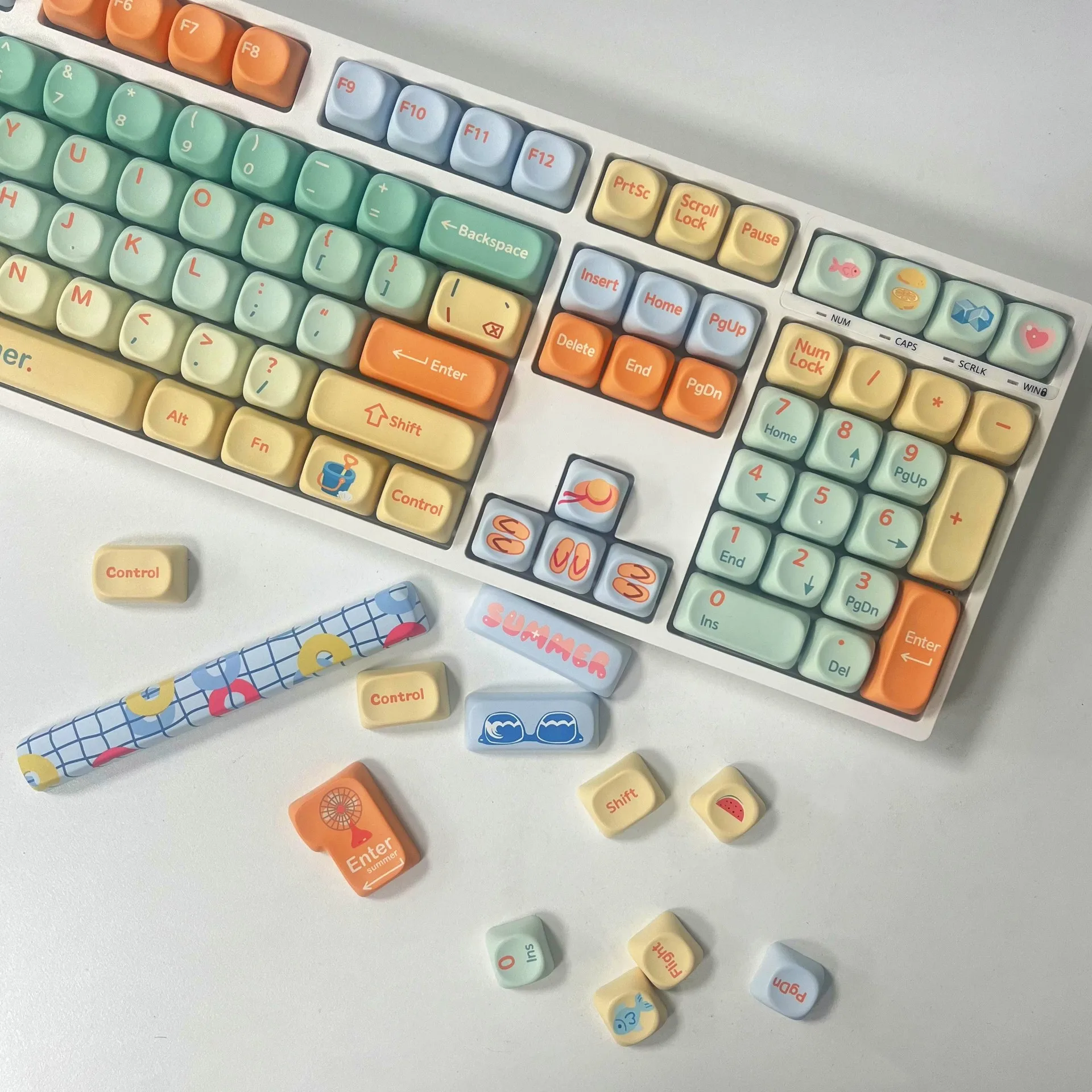 Summer theme keycap five sides hot sublimation fresh daily high value cute cute suitable cross axis mechanical keyboard
Summer theme keycap five sides hot sublimation fresh daily high value cute cute suitable cross axis mechanical keyboard