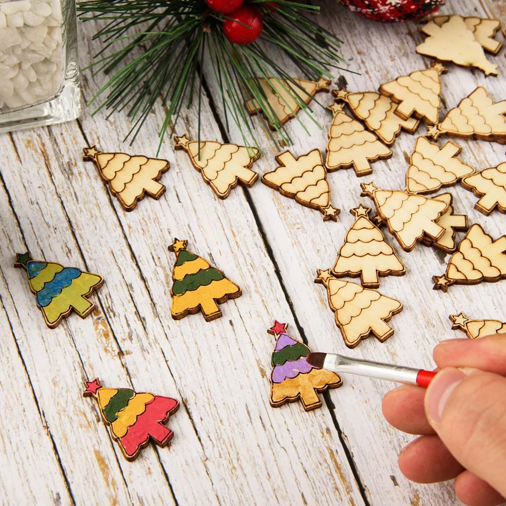 50 Pcs Wooden Christmas Tree Decorations Embellishments for Crafts Shaped Pendant Tag
50 Pcs Wooden Christmas Tree Decorations Embellishments for Crafts Shaped Pendant Tag