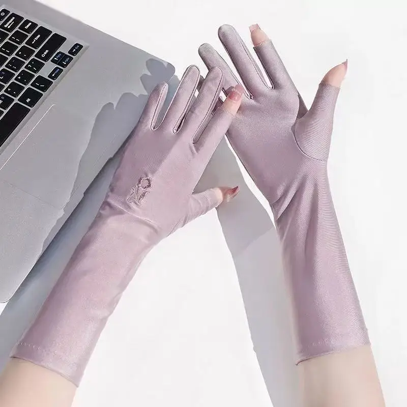 Sunscreen gloves UV-proof long summer ice silk thin style exposed finger head
Sunscreen gloves UV-proof long summer ice silk thin style exposed finger head