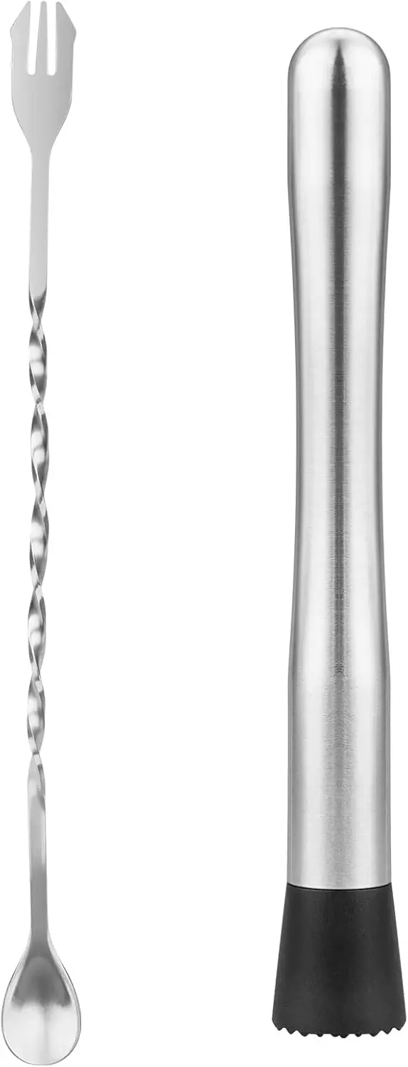 Muddler for Cocktails, 10" Muddler and Long Handle Bar Cocktail Mixing Spoon, Stainless Steel Stirrer, Bar Accessories Tools for Mojitos Fruit Drinks
Muddler for Cocktails, 10" Muddler and Long Handle Bar Cocktail Mixing Spoon, Stainless Steel Stirrer, Bar Accessories Tools for Mojitos Fruit Drinks