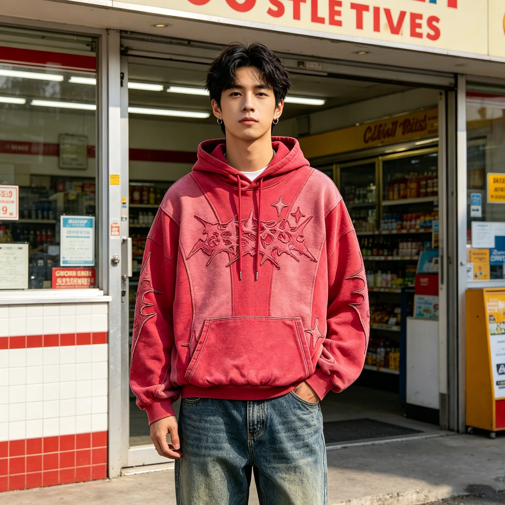 American street style high-end English embroidery splicing contrasting color trend unisex loose hoodie
American street style high-end English embroidery splicing contrasting color trend unisex loose hoodie