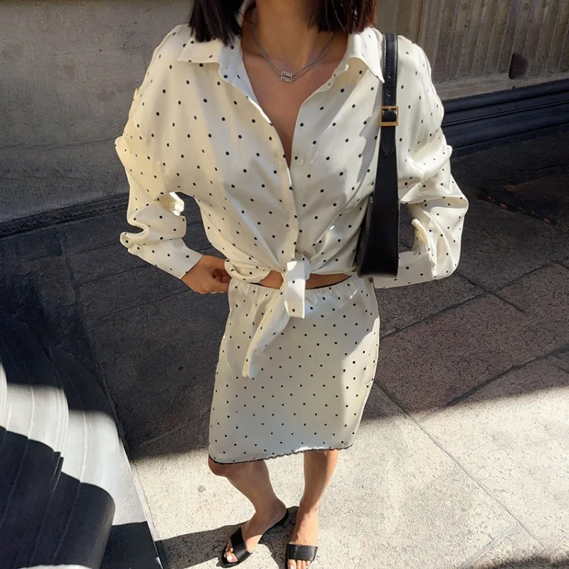 Tuularose White Skirt 2 Piece Women Fashion Polka Dot Printed Shirt Slim Mini Skirt Set Elegant Female Satin Patchwork Dress Set
Tuularose White Skirt 2 Piece Women Fashion Polka Dot Printed Shirt Slim Mini Skirt Set Elegant Female Satin Patchwork Dress Set
