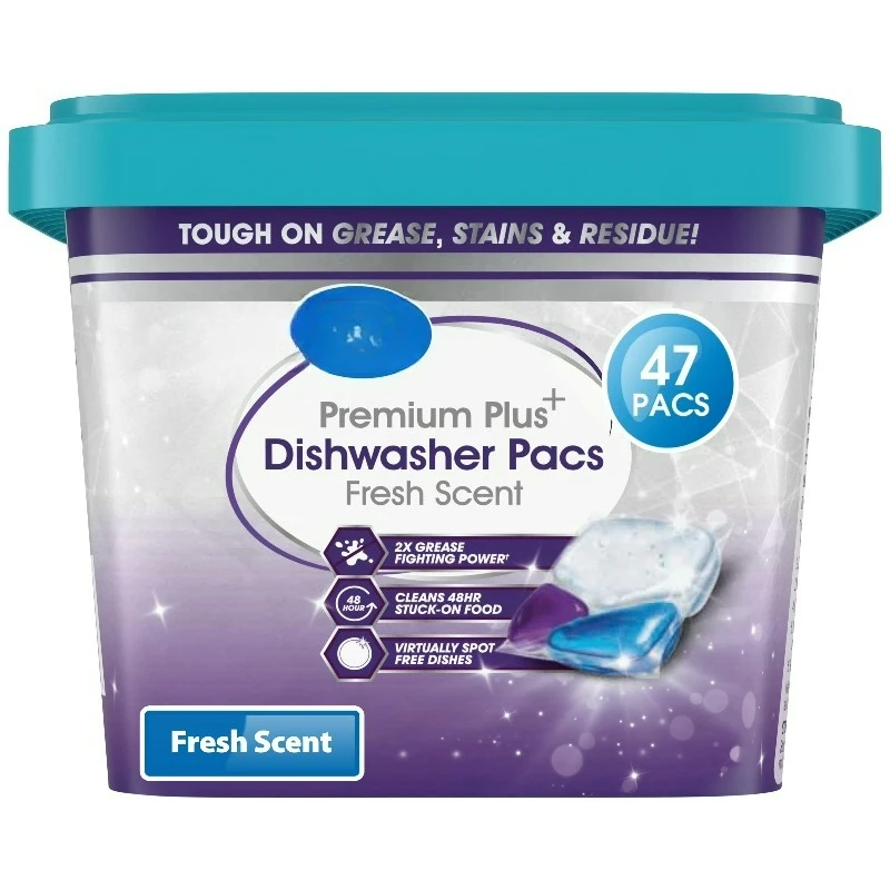 Premium Plus Dishwasher Pacs, Fresh Scent, 47 Count
Premium Plus Dishwasher Pacs, Fresh Scent, 47 Count