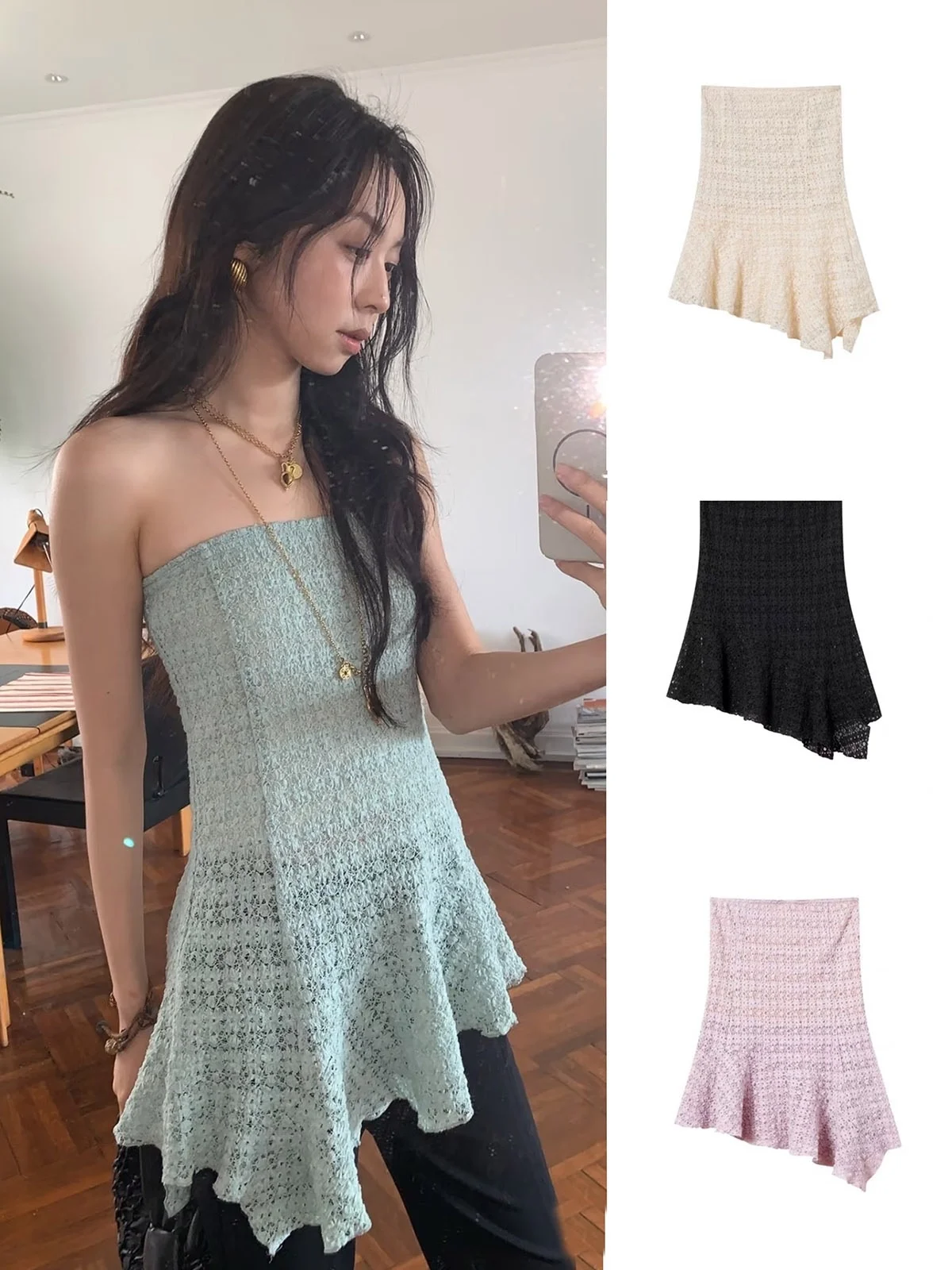 Elastic Lace Crop Top Asymmetrical Casual Pleated Summer New Style Women's Vest Blouse South Oil Ice26
Elastic Lace Crop Top Asymmetrical Casual Pleated Summer New Style Women's Vest Blouse South Oil Ice26