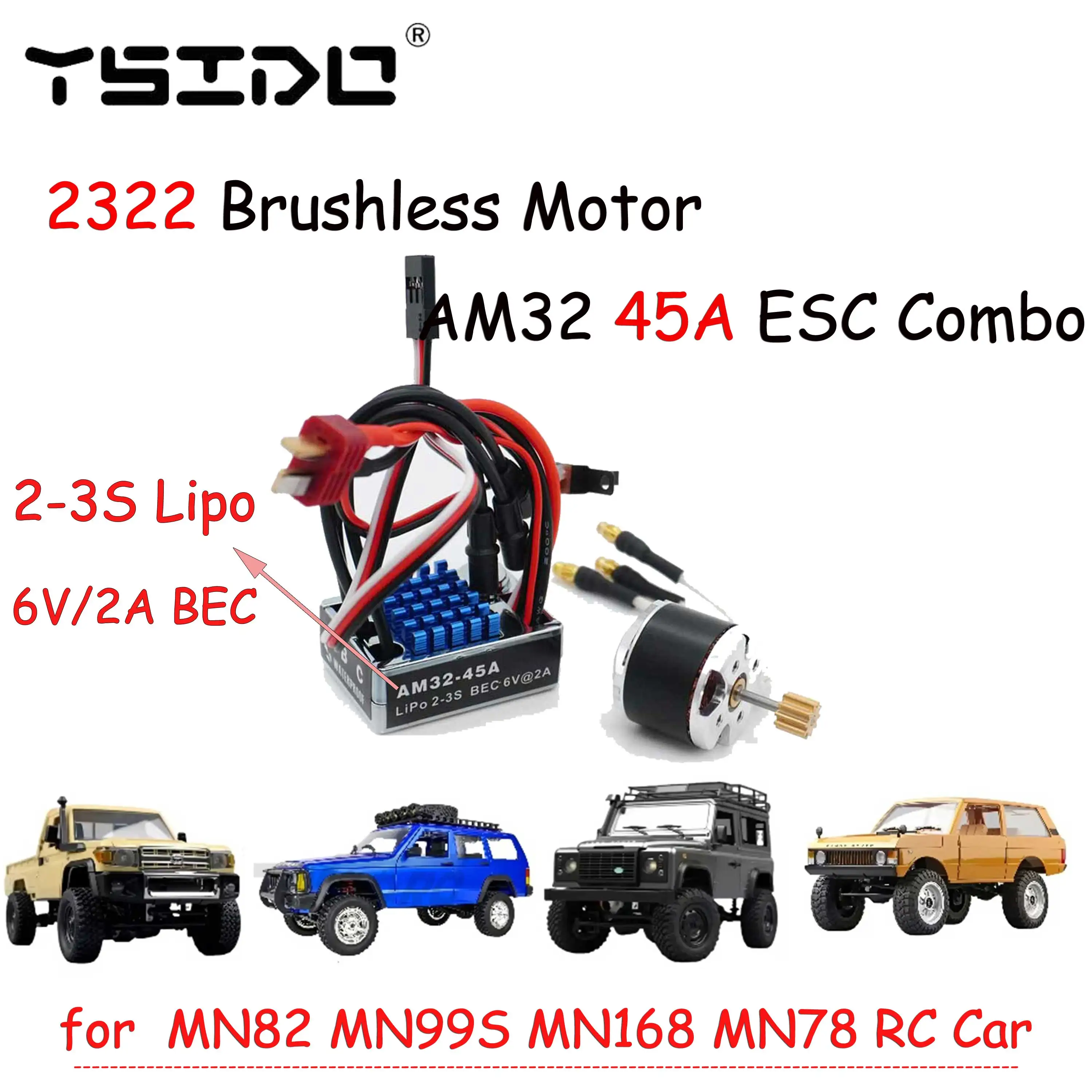 RC Outrunner 2322 Brushless Motor w/ AM32 45A ESC 2-3S Combo for RC Car MN82 MN99S MN168 MN78 Crawler Off Road RC Upgrade Kit
RC Outrunner 2322 Brushless Motor w/ AM32 45A ESC 2-3S Combo for RC Car MN82 MN99S MN168 MN78 Crawler Off Road RC Upgrade Kit