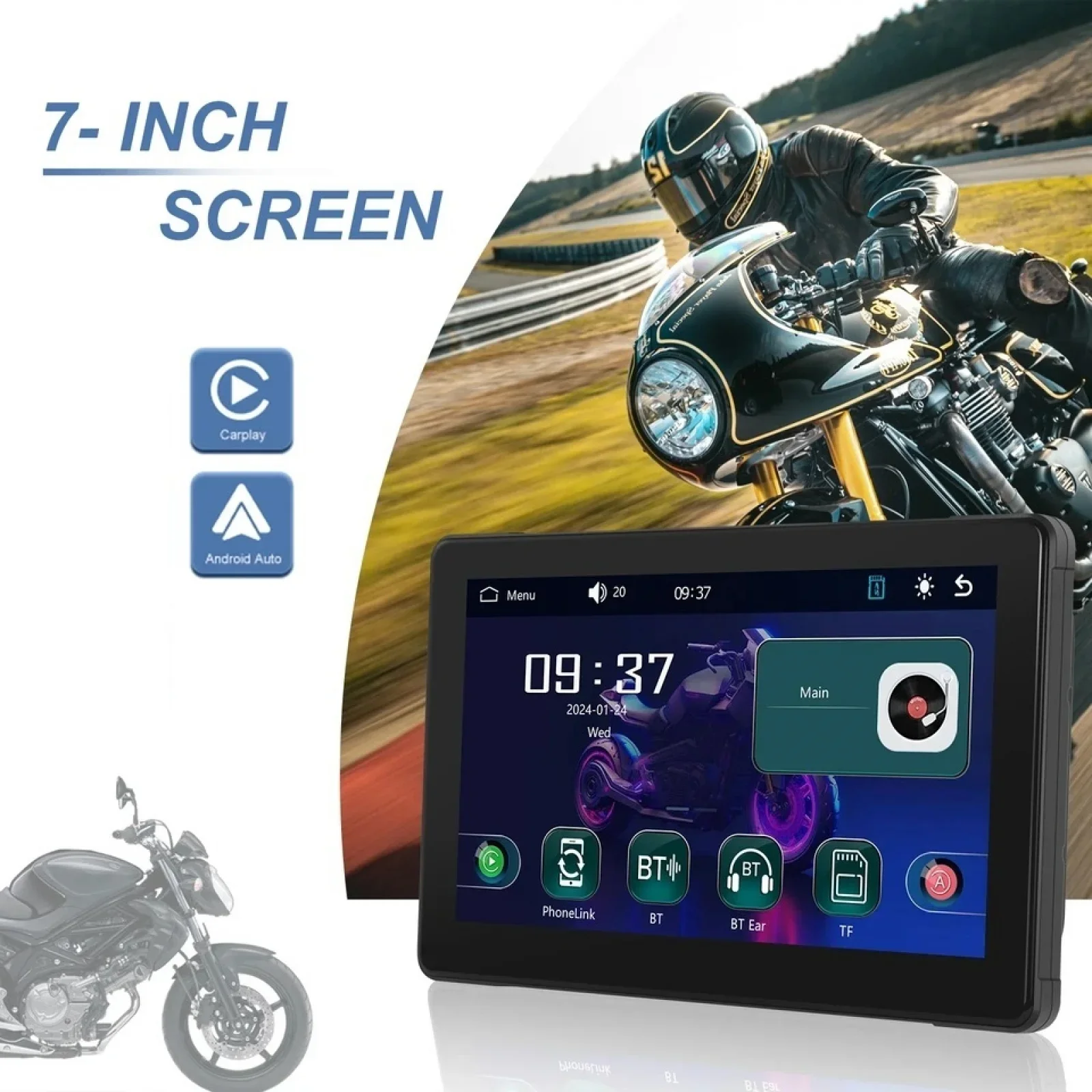 Motorcycle Navigation 7 Inch IPS Screen Wireless CarPlay Android Auto IP67 Waterproof Display Screen External Portable
Motorcycle Navigation 7 Inch IPS Screen Wireless CarPlay Android Auto IP67 Waterproof Display Screen External Portable