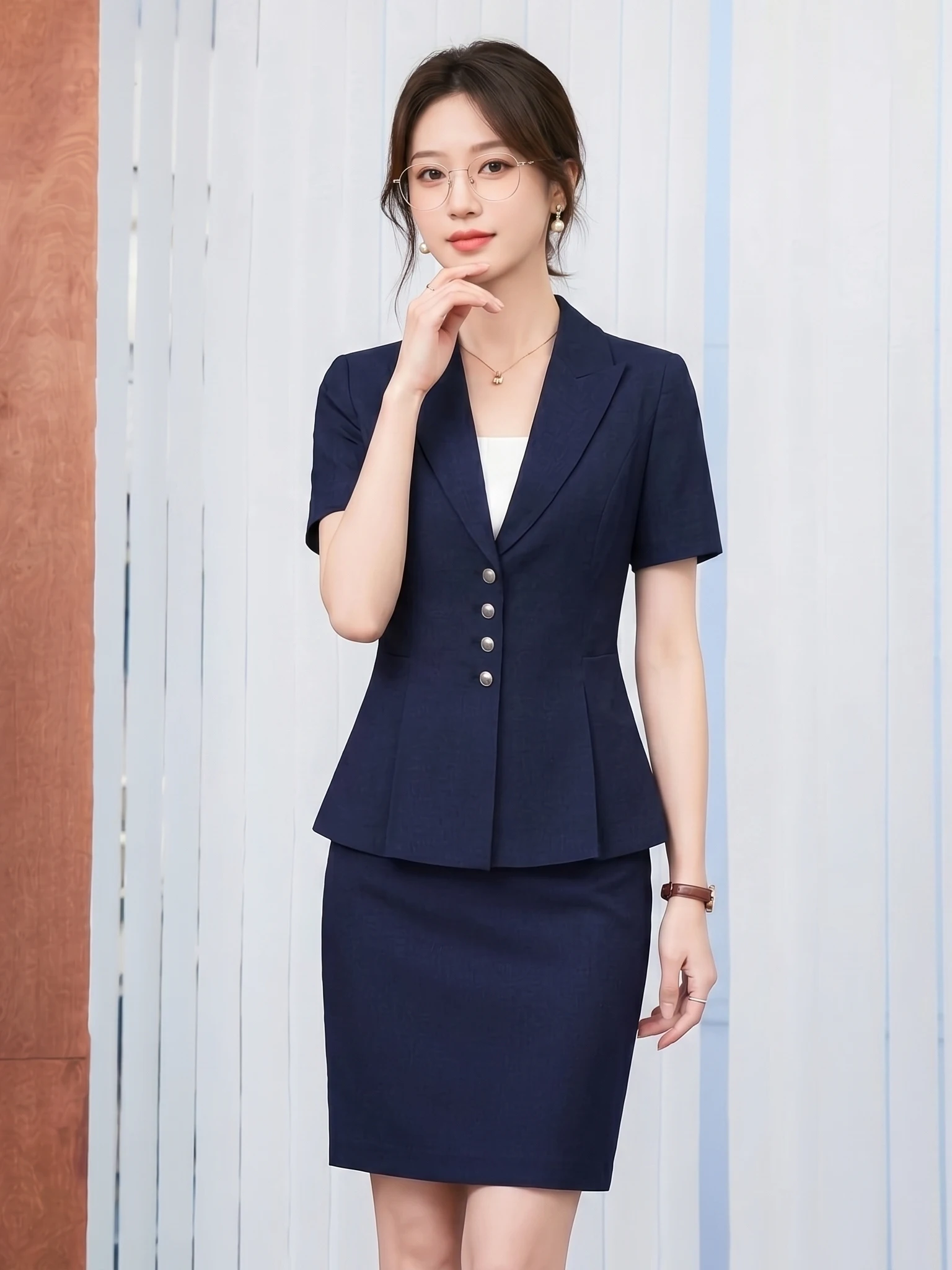 Cobalt Blue Short Sleeve Suit Set Women's Summer 2026 New Hotel Work Uniform Elegant Professional Sales Office Uniform
Cobalt Blue Short Sleeve Suit Set Women's Summer 2026 New Hotel Work Uniform Elegant Professional Sales Office Uniform