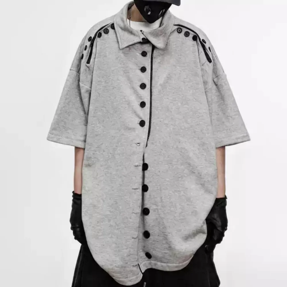 Hip Hop Punk Style Fashion Brand High Quality Zipper Button Design Cardigan Half Sleeve Shirts Loose Oversize Tops For Man
Hip Hop Punk Style Fashion Brand High Quality Zipper Button Design Cardigan Half Sleeve Shirts Loose Oversize Tops For Man