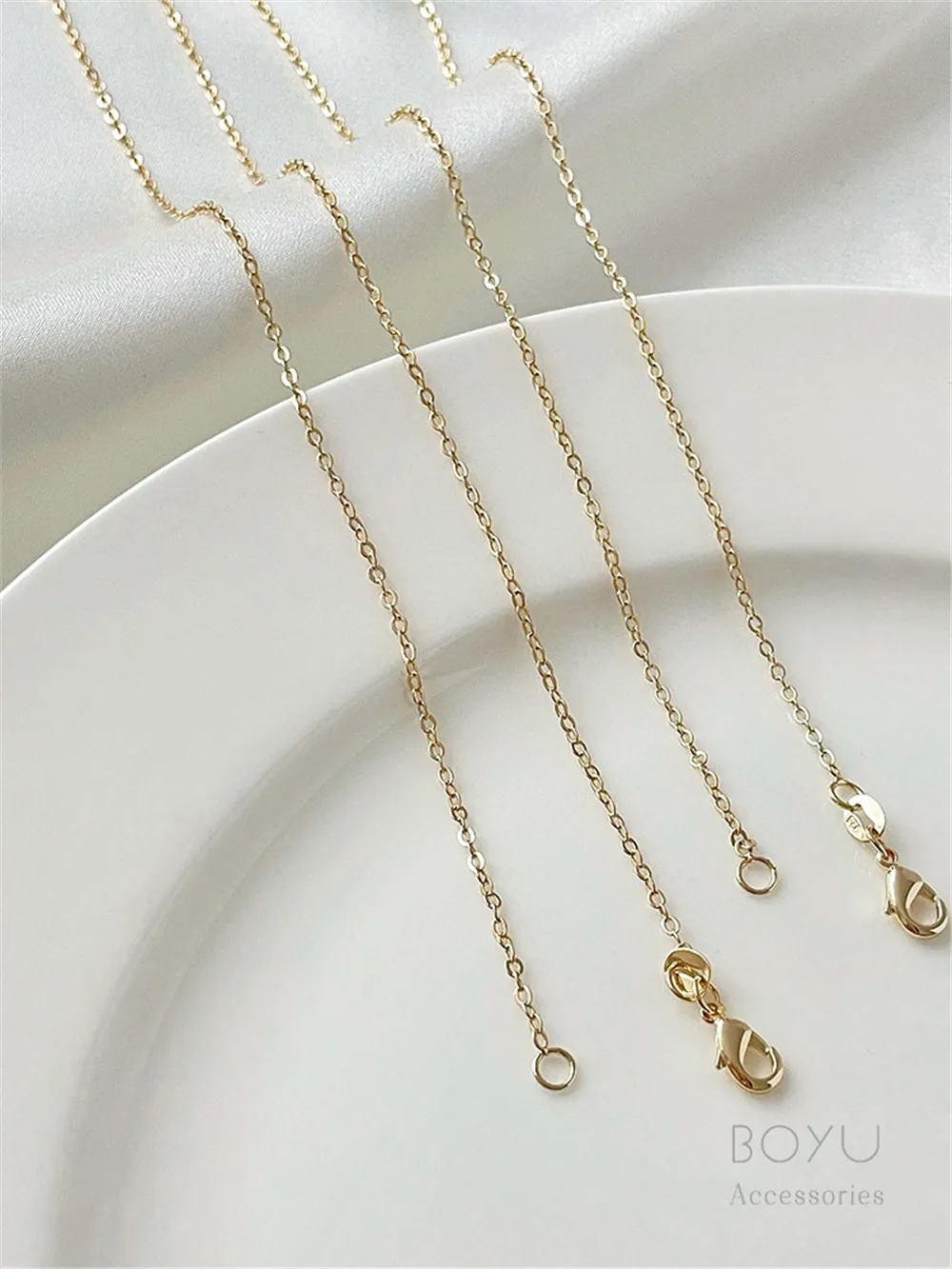 14K Gold-wrapped 925 Silver Pearl Necklace Handmade DiyO Chain Bare Chain Jewelry Material Accessories
14K Gold-wrapped 925 Silver Pearl Necklace Handmade DiyO Chain Bare Chain Jewelry Material Accessories