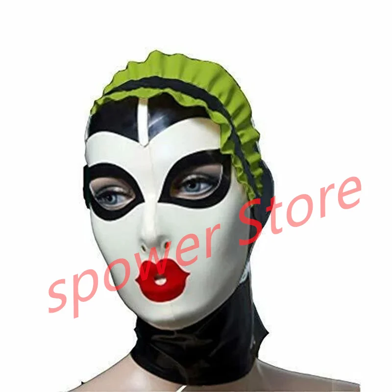 Natural Latex Full Head Latex Hoods Rubber Mask Fetish Cosplay Costumes White with Green Trim Back Zip Club Wear
Natural Latex Full Head Latex Hoods Rubber Mask Fetish Cosplay Costumes White with Green Trim Back Zip Club Wear