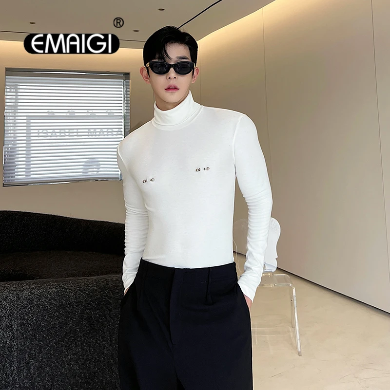 Men High Collar Detachable Breast Nails Slim Fit Long Sleeve T-shirt Nightclub Stage Fashion Show T Shirt Unisex Tshirt
Men High Collar Detachable Breast Nails Slim Fit Long Sleeve T-shirt Nightclub Stage Fashion Show T Shirt Unisex Tshirt