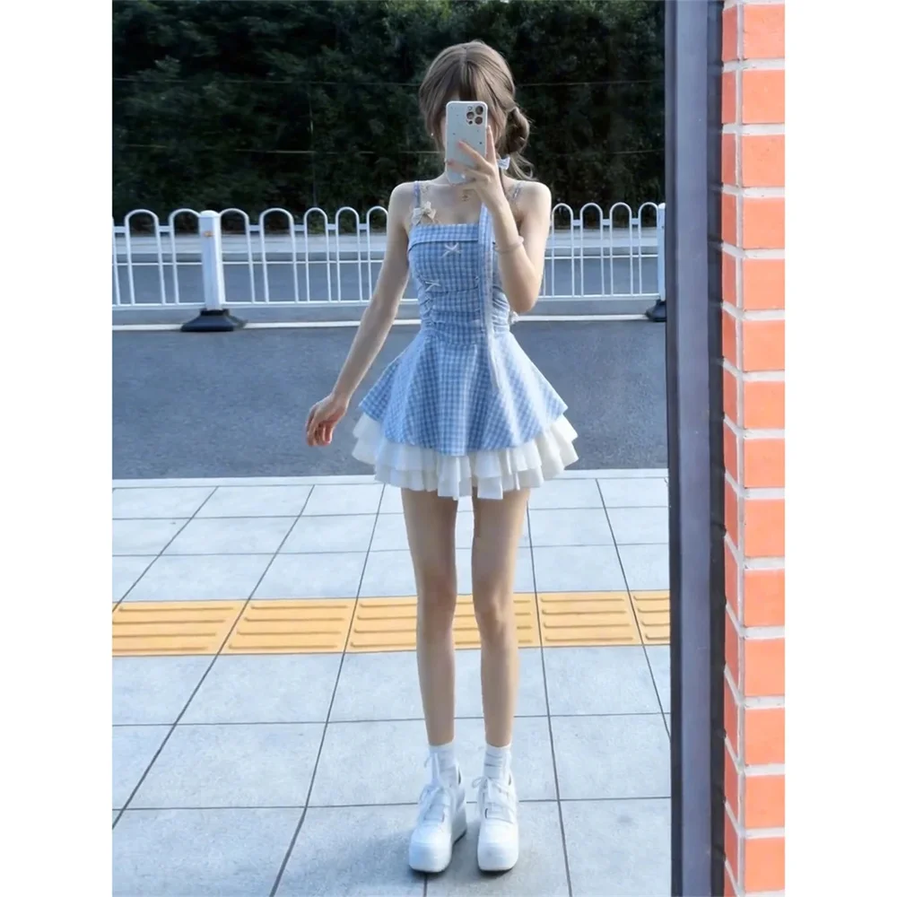 Blue Plaid Pattern Sleeveless Strap Elegant Dress Women Summer Pockets Y2k Dresses Korean Style Loose A Line Lolita Mini Dress
Blue Plaid Pattern Sleeveless Strap Elegant Dress Women Summer Pockets Y2k Dresses Korean Style Loose A Line Lolita Mini Dress