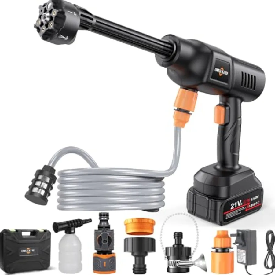 Home portable handheld car washer for outdoor use, ABS plastic body, black and gray, 1250PSI cordless power with 6-in-1 nozzle
Home portable handheld car washer for outdoor use, ABS plastic body, black and gray, 1250PSI cordless power with 6-in-1 nozzle