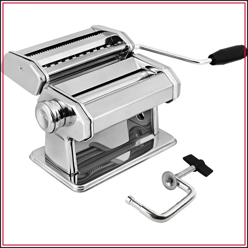 Stainless Steel Pasta Maker Machine, Adjustable Thickness, Manual, for Homemade Spaghetti Fettuccini Noodles Lasagna, with Removable Handle and Clamp
Stainless Steel Pasta Maker Machine, Adjustable Thickness, Manual, for Homemade Spaghetti Fettuccini Noodles Lasagna, with Removable Handle and Clamp
