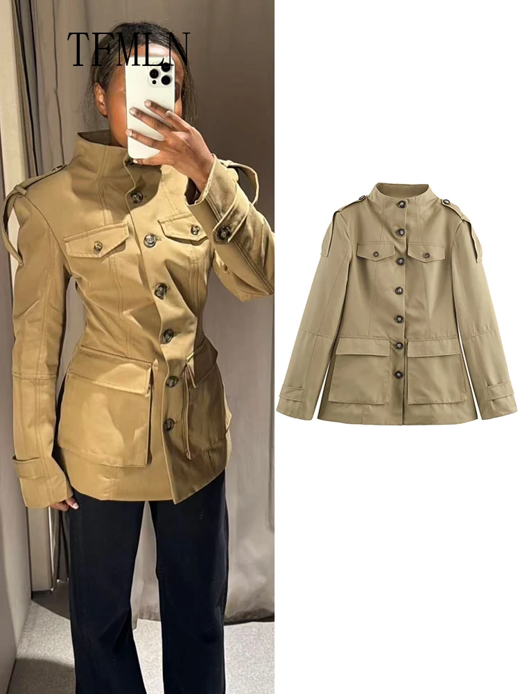 Осень 2024, женские однобортные тонкие куртки, повседневные шикарные однотонные пальто с карманами и длинными рукавами, модная винтажная уличная верхняя одежда 
Осень 2024, женские однобортные тонкие куртки, повседневные шикарные однотонные пальто с карманами и длинными рукавами, модная винтажная уличная верхняя одежда