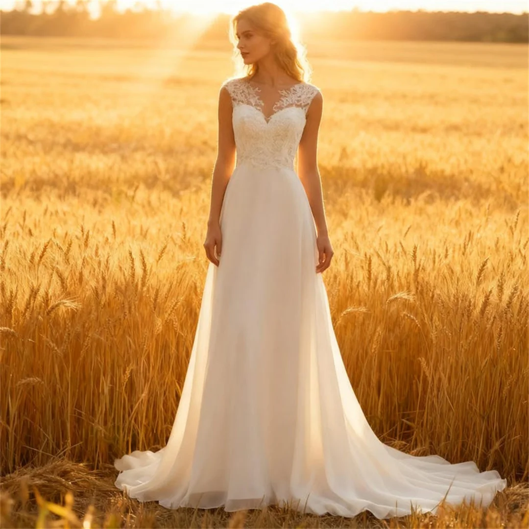 Soft Cap Sleeve Appliques A-line Wedding Dresses Chiffon Ivory Church Marriage Dignified Bridal Gowns Customized Party Dress
Soft Cap Sleeve Appliques A-line Wedding Dresses Chiffon Ivory Church Marriage Dignified Bridal Gowns Customized Party Dress