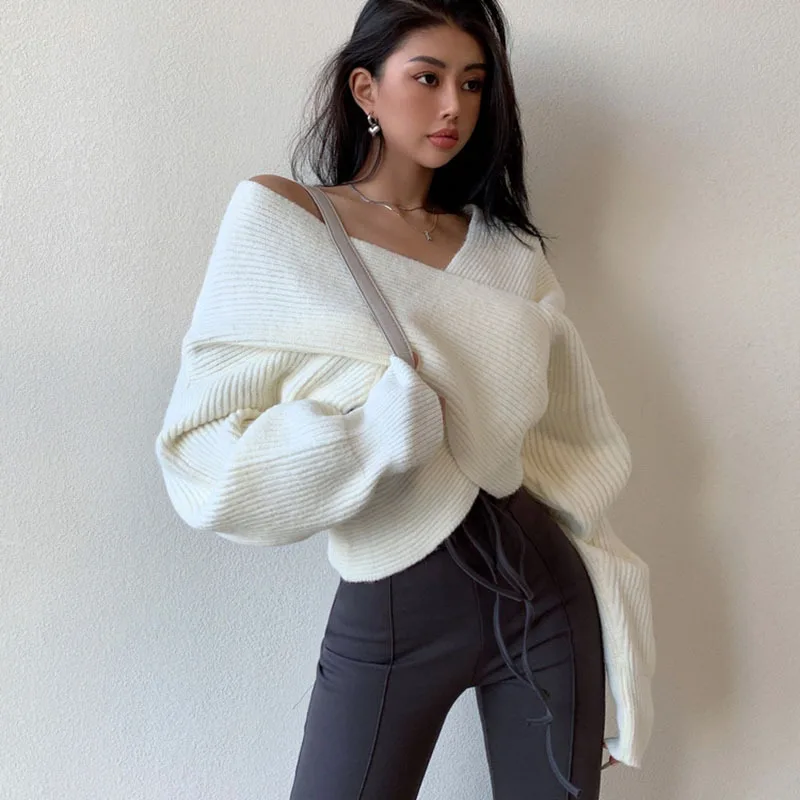 Женский вязаный свитер с асимметричным вырезом на одно плечо, свободный укороченный базовый топ с перекрестной линией на шее, сексуальный, зимний
Женский вязаный свитер с асимметричным вырезом на одно плечо, свободный укороченный базовый топ с перекрестной линией на шее, сексуальный, зимний