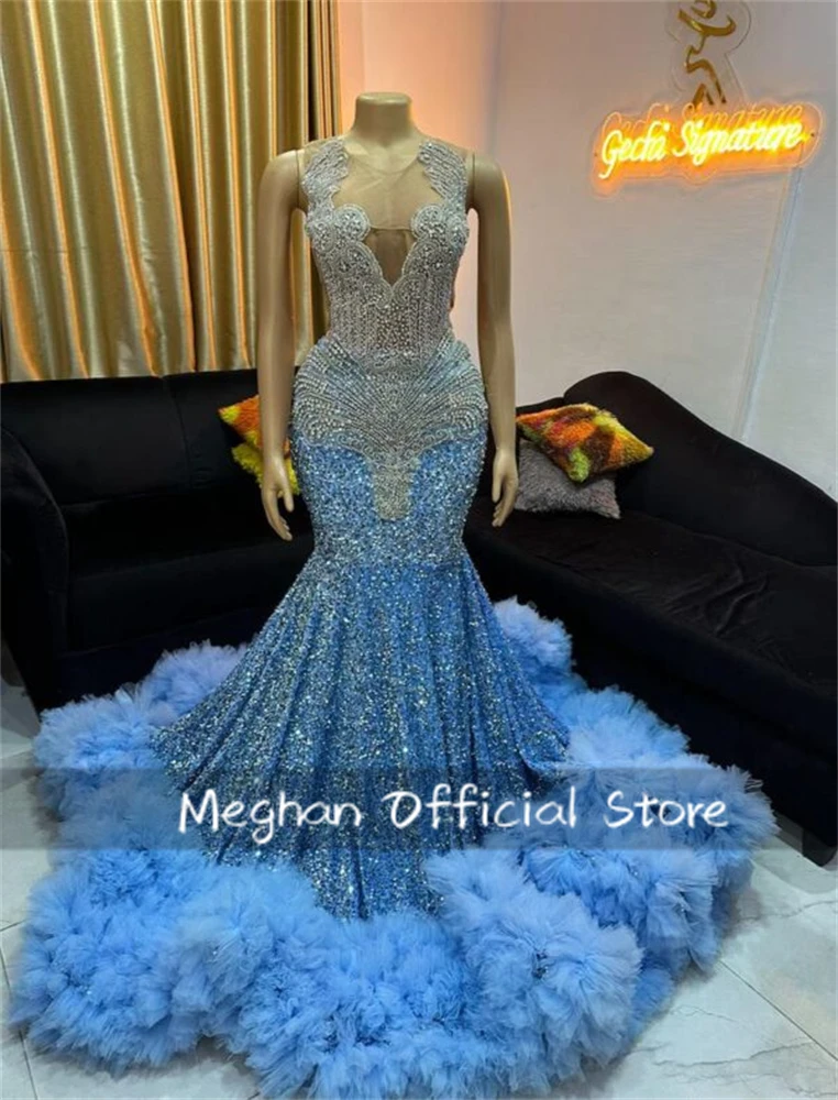 Небесно-голубые платья для выпускного вечера 2026 с пайетками и кристаллами для темнокожих девушек, платья-русалки для вечеринок, свадеб и гала-вечеров, на заказ
Небесно-голубые платья для выпускного вечера 2026 с пайетками и кристаллами для темнокожих девушек, платья-русалки для вечеринок, свадеб и гала-вечеров, на заказ