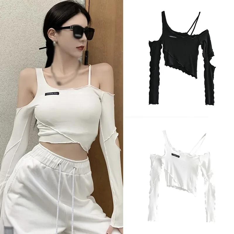 Women Off Shoulder Crop Top Autumn Sexy Hollow Out Half Sleeve Tee Shirt Slim Skinny Ribbed Knitted T-shirt Irregular Tops
Women Off Shoulder Crop Top Autumn Sexy Hollow Out Half Sleeve Tee Shirt Slim Skinny Ribbed Knitted T-shirt Irregular Tops