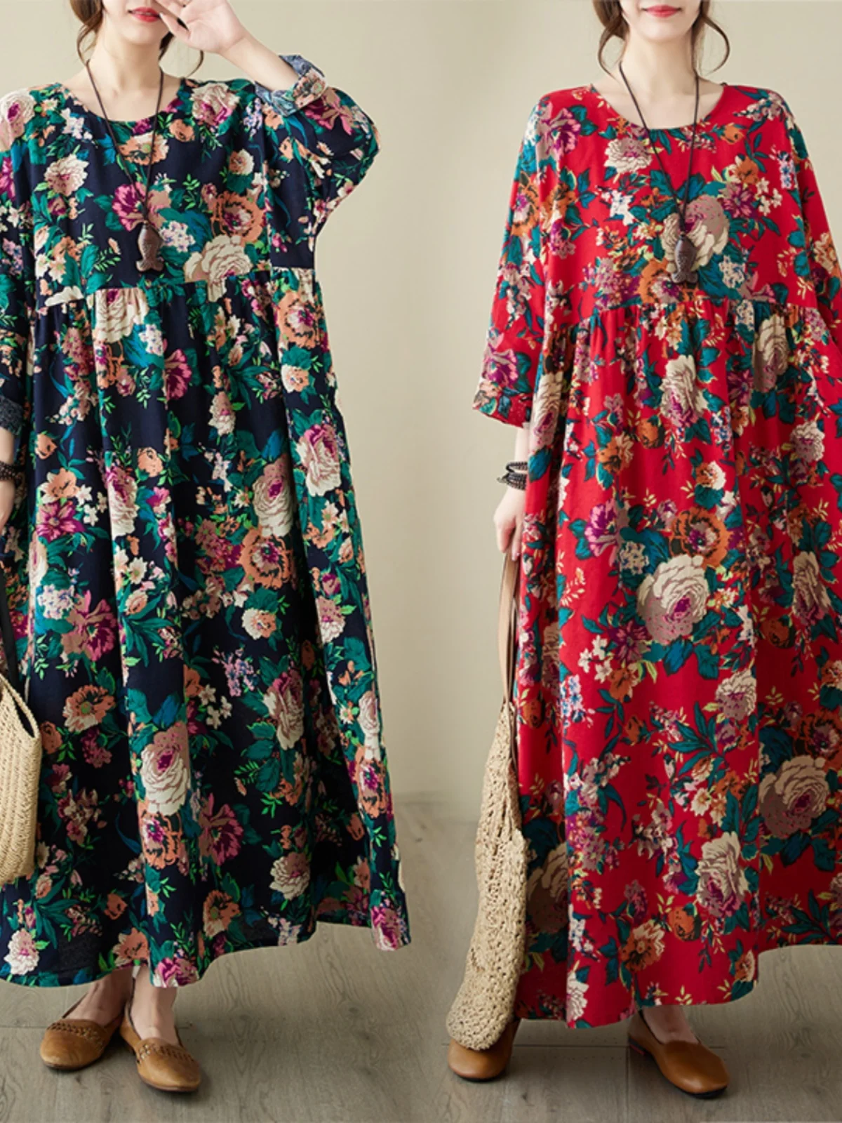 Loose Large Floral Women's Dress Casual Cotton Long Sleeve A-Line Skirt Vintage Holiday Style plus Size Fashion Autumn New Ar...
Loose Large Floral Women's Dress Casual Cotton Long Sleeve A-Line Skirt Vintage Holiday Style plus Size Fashion Autumn New Ar...