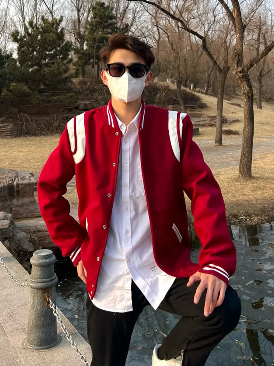 Red And Bla Tweed Baseball Jaet Men's Slim Fit Spring Autumn Faion Brand Flng Jaet Coat Youth ular Sle
Red And Bla Tweed Baseball Jaet Men's Slim Fit Spring Autumn Faion Brand Flng Jaet Coat Youth ular Sle