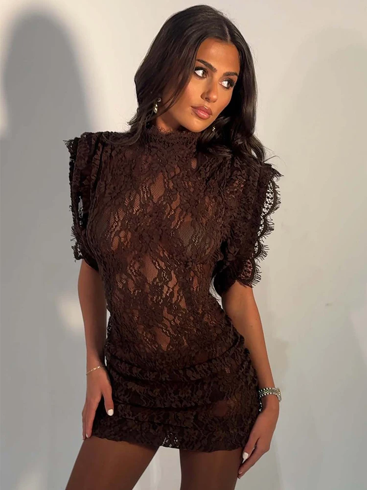 2026 Women Half High Collar Sleeveless See Through Pleated Slim Party Club Beach Chic Vestidos Female Retro Lace Mesh Mini Dress
2026 Women Half High Collar Sleeveless See Through Pleated Slim Party Club Beach Chic Vestidos Female Retro Lace Mesh Mini Dress