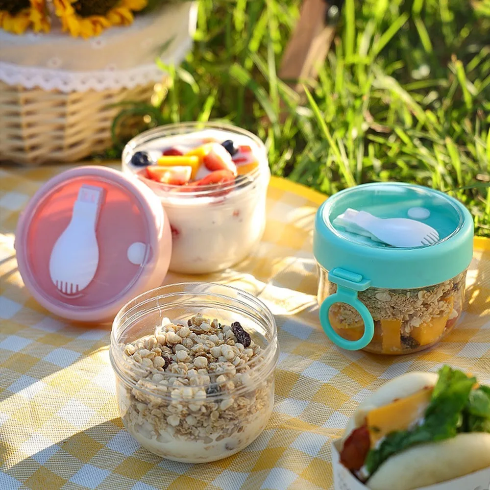 Stackable Design With Spoon Salad Cup Food Grade Leak Proof Oatmeal Cup Portable Transparent Yogurt Jar Office Lunch
Stackable Design With Spoon Salad Cup Food Grade Leak Proof Oatmeal Cup Portable Transparent Yogurt Jar Office Lunch