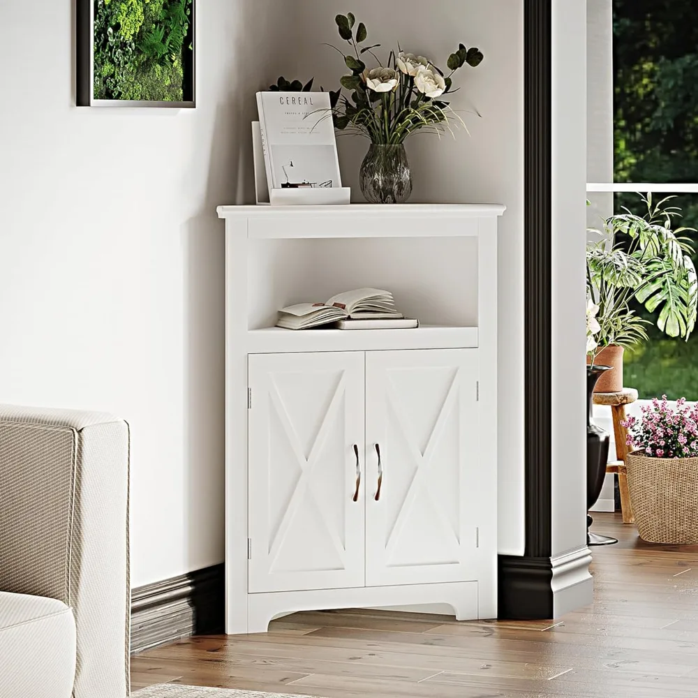 Corner storage cabinet, small corner cabinet with barn door design and adjustable shelves, home space saver, free shipping
Corner storage cabinet, small corner cabinet with barn door design and adjustable shelves, home space saver, free shipping