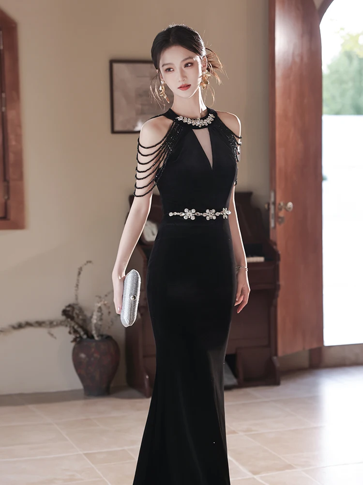 Ele Evening Gown Tailored Fit Diamond Embellied mid Waist Zipper Sle Fi Tail Long Dr for Cany Year End Par
Ele Evening Gown Tailored Fit Diamond Embellied mid Waist Zipper Sle Fi Tail Long Dr for Cany Year End Par