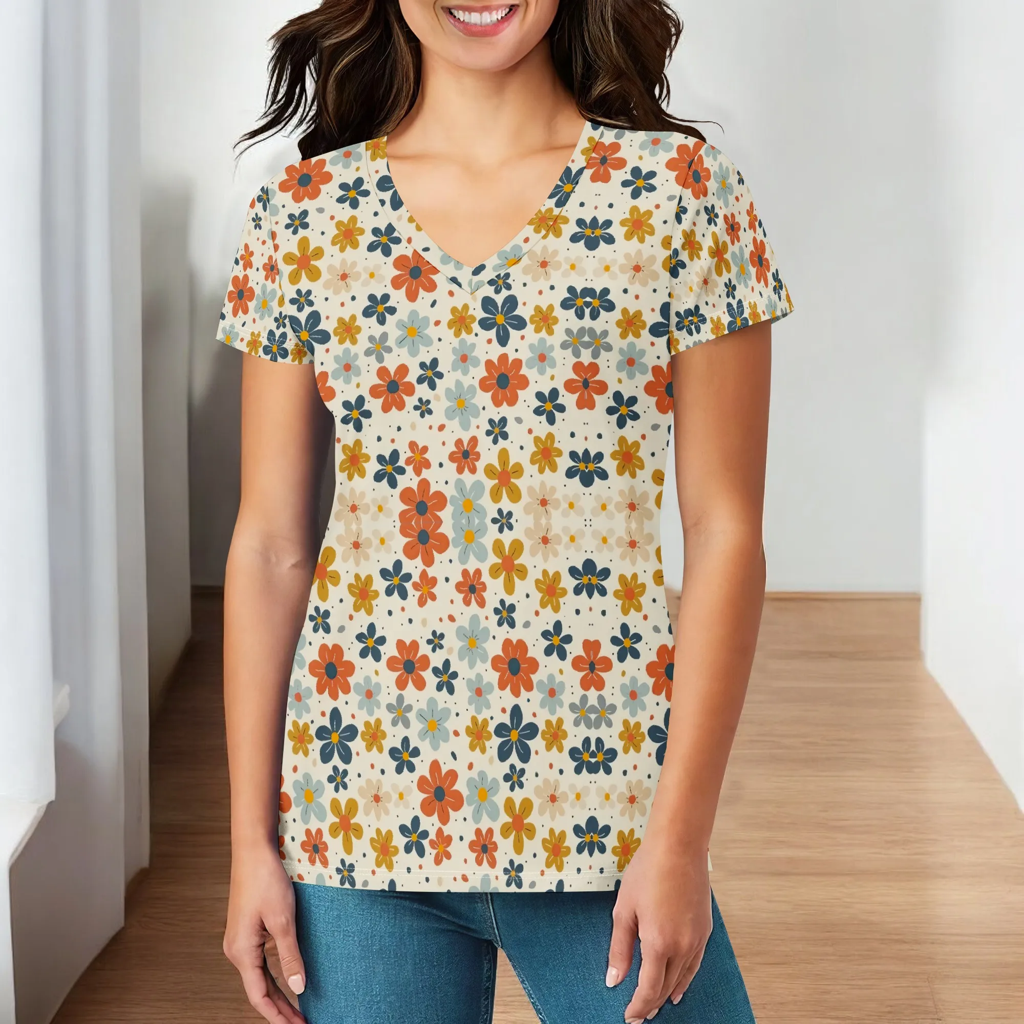 Womens Floral Pattern Short Sleeve Tops Dressy Casual Business Work Blouses Office Shirts V Neck Vintage Print Tees S-3XL
Womens Floral Pattern Short Sleeve Tops Dressy Casual Business Work Blouses Office Shirts V Neck Vintage Print Tees S-3XL