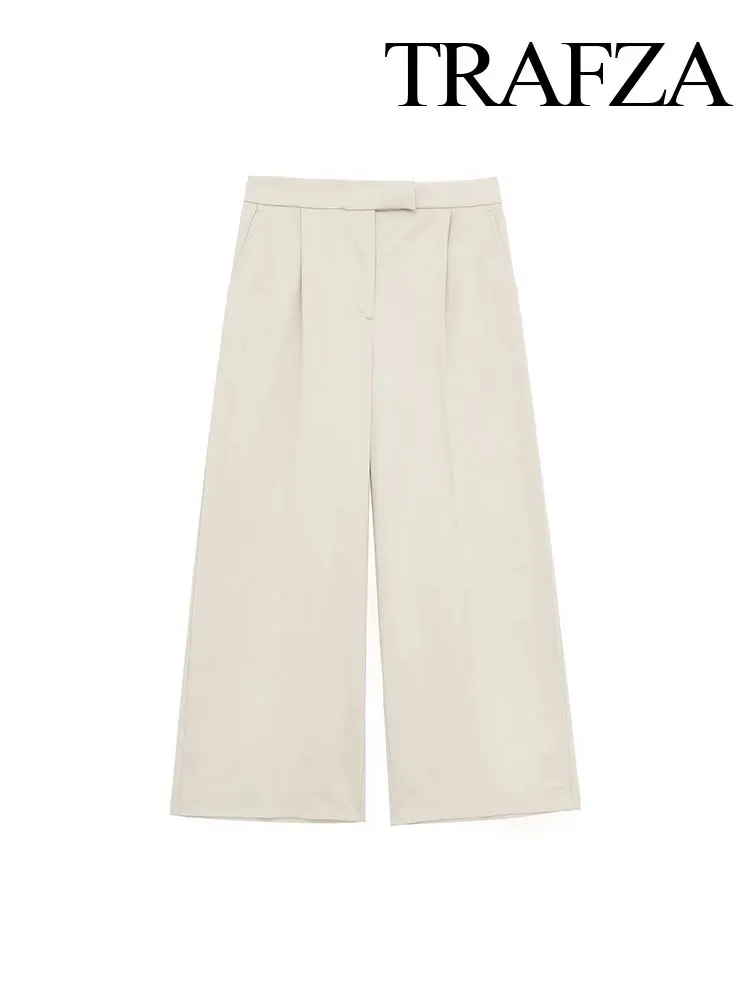 TRAFZA Summer Elegant Women's Casual Suit Pants Fashionable High Waist Pleated Office Wide Pants Women's Zipper Trousers Y2K
TRAFZA Summer Elegant Women's Casual Suit Pants Fashionable High Waist Pleated Office Wide Pants Women's Zipper Trousers Y2K