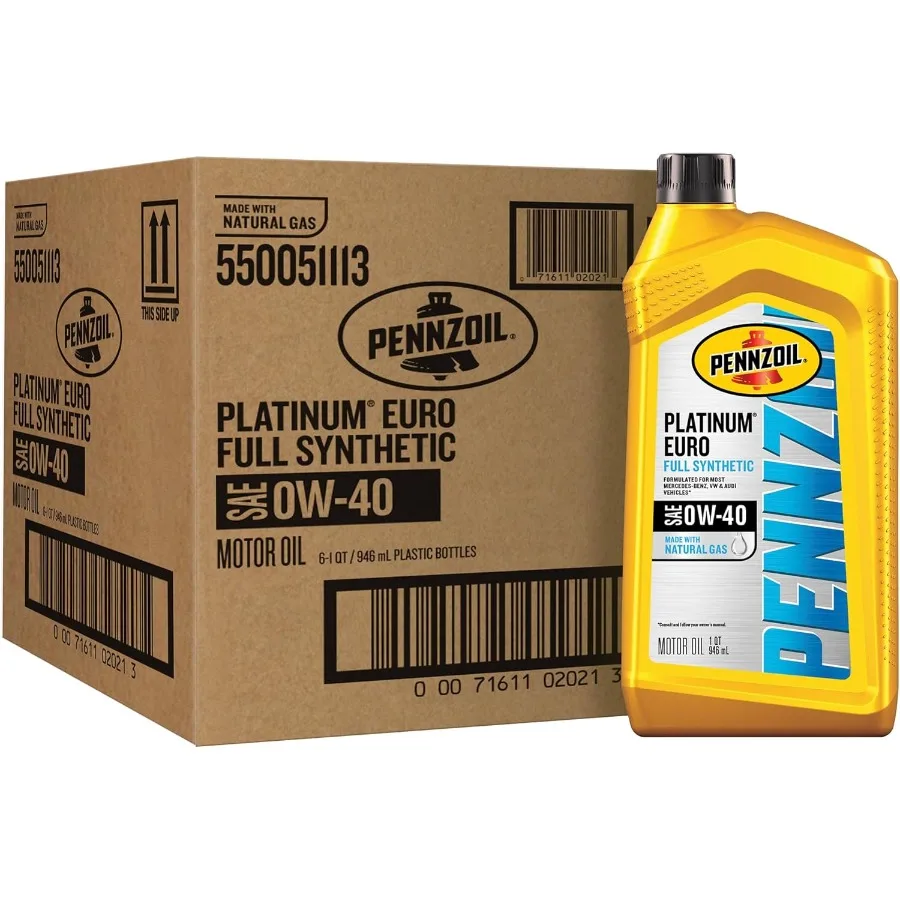 Pennzoil Platinum Euro Full Synthetic 0W-40 Motor Oil 1 Quart 6 Pack High-Performance Engine Protection for Luxury Vehicles Adv
Pennzoil Platinum Euro Full Synthetic 0W-40 Motor Oil 1 Quart 6 Pack High-Performance Engine Protection for Luxury Vehicles Adv