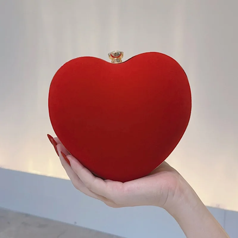 Red Heart Design Clutch Bag for Women, Small Diamond Velvet Evening Purse, Golden Party Wedding Handbag for Female
Red Heart Design Clutch Bag for Women, Small Diamond Velvet Evening Purse, Golden Party Wedding Handbag for Female