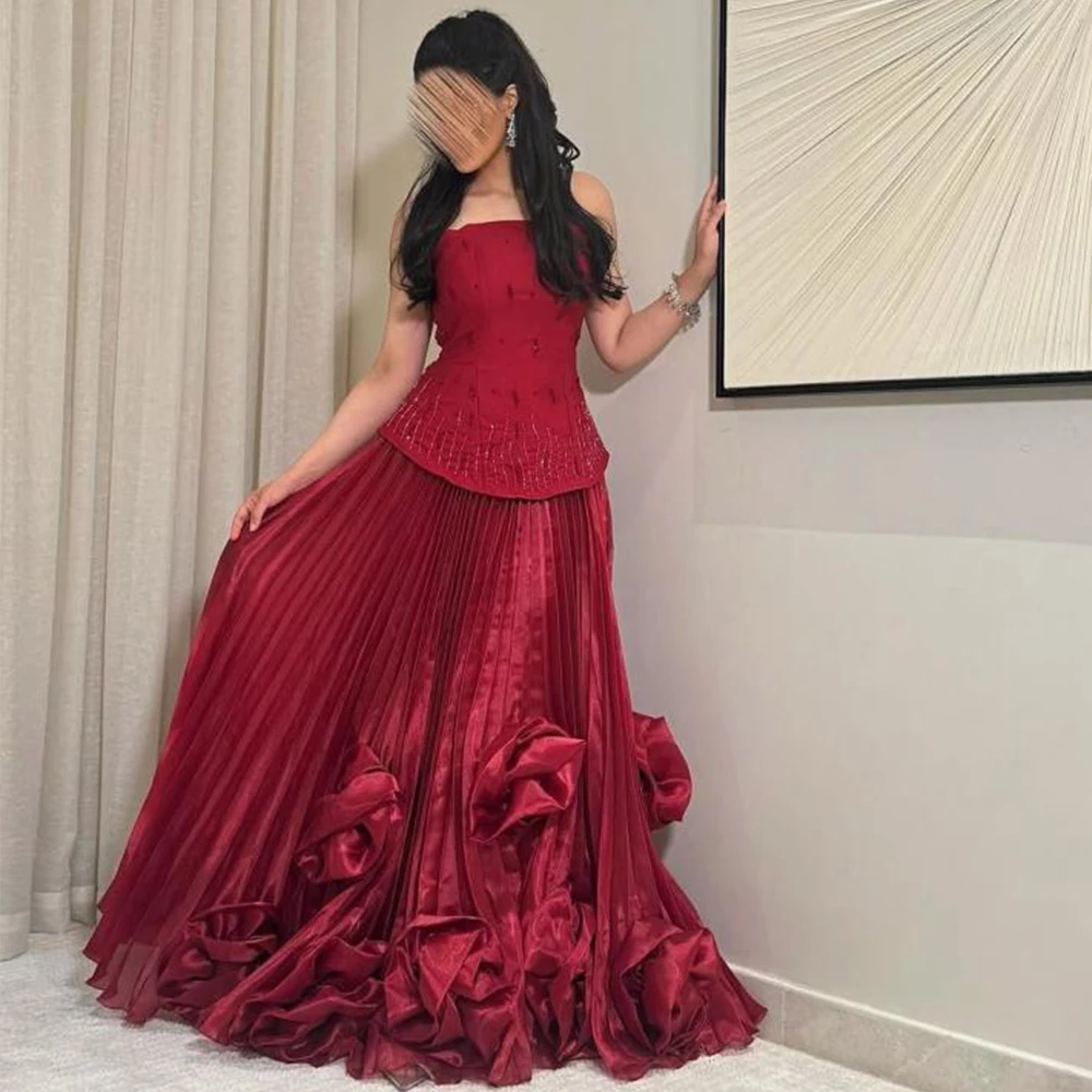 Dream Red Strapless A-Line Evening Dress Exquisite Beading with 3D Flower Draped Floor Length Customized Women Prom Gowns
Dream Red Strapless A-Line Evening Dress Exquisite Beading with 3D Flower Draped Floor Length Customized Women Prom Gowns