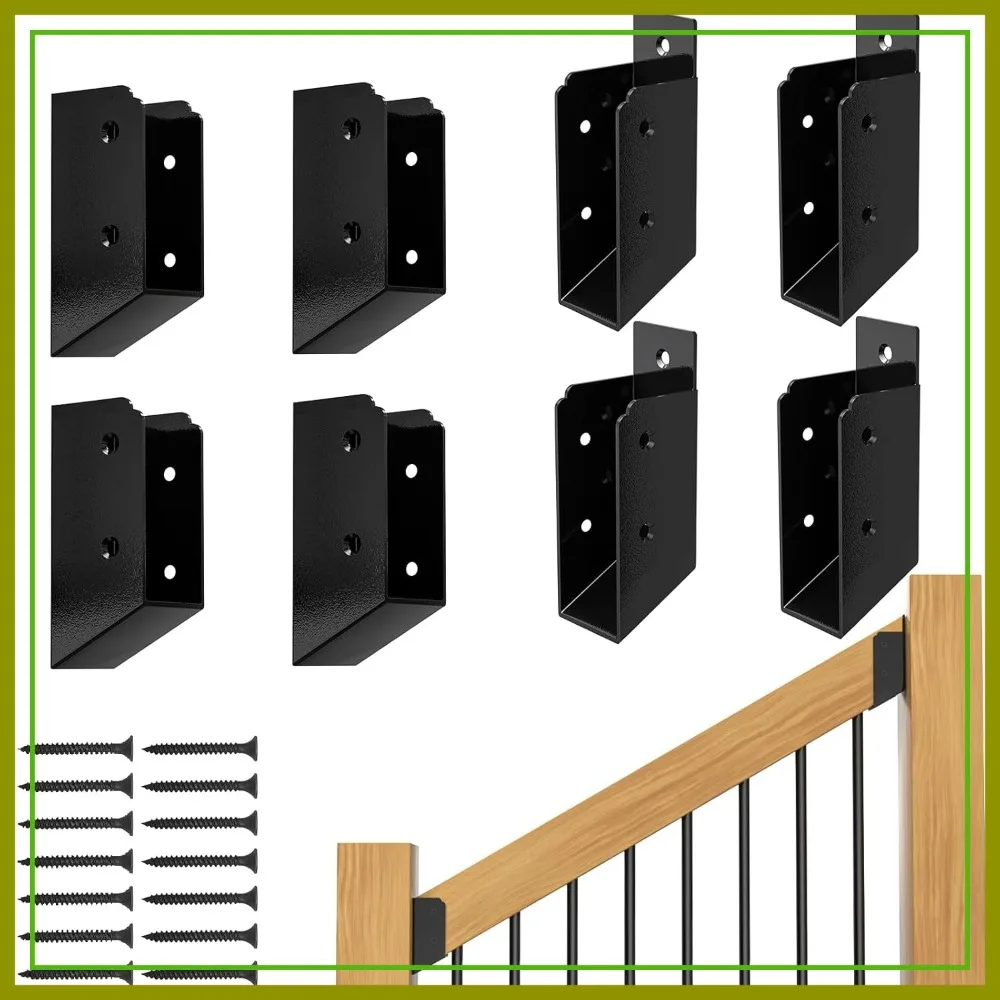 30° Stair Angle Stainless Steel Deck Railing Brackets Connectors for 2"x4" Wood Post, 4 Pair Black
30° Stair Angle Stainless Steel Deck Railing Brackets Connectors for 2"x4" Wood Post, 4 Pair Black