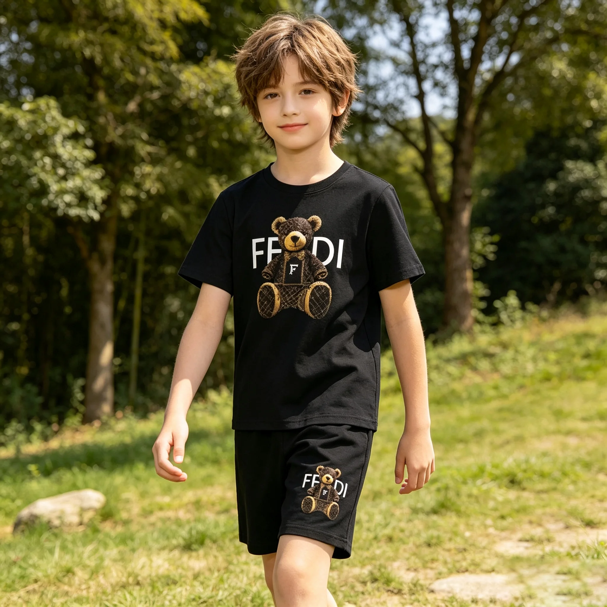 Children Summer T-shirt Cute Bear Brand Letter Clothing Short-sleeved Top+Shorts Boy Girl 3-12 Years Fashion Casual Sports Suit
Children Summer T-shirt Cute Bear Brand Letter Clothing Short-sleeved Top+Shorts Boy Girl 3-12 Years Fashion Casual Sports Suit