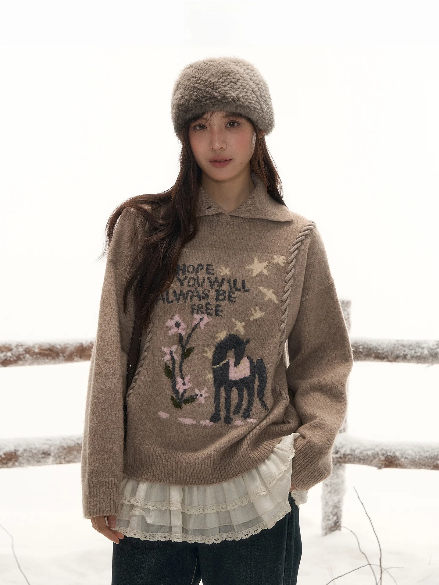 Loose Fit Collar Knitted Sweater for Women by LoLoL Soft Polyester Acrylic Nylon Wool Blend Warm And Comfortable
Loose Fit Collar Knitted Sweater for Women by LoLoL Soft Polyester Acrylic Nylon Wool Blend Warm And Comfortable