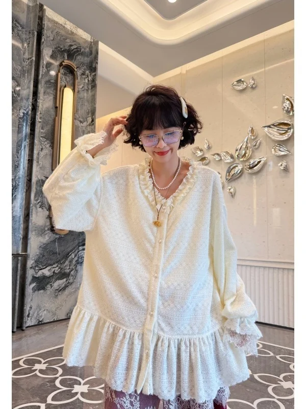 plus Size Lace Trim Open Cardigan Long Sleeve V Neck Thickened Nylon Fabric Double Layered Wooden Design Daily Wear for ...
plus Size Lace Trim Open Cardigan Long Sleeve V Neck Thickened Nylon Fabric Double Layered Wooden Design Daily Wear for ...