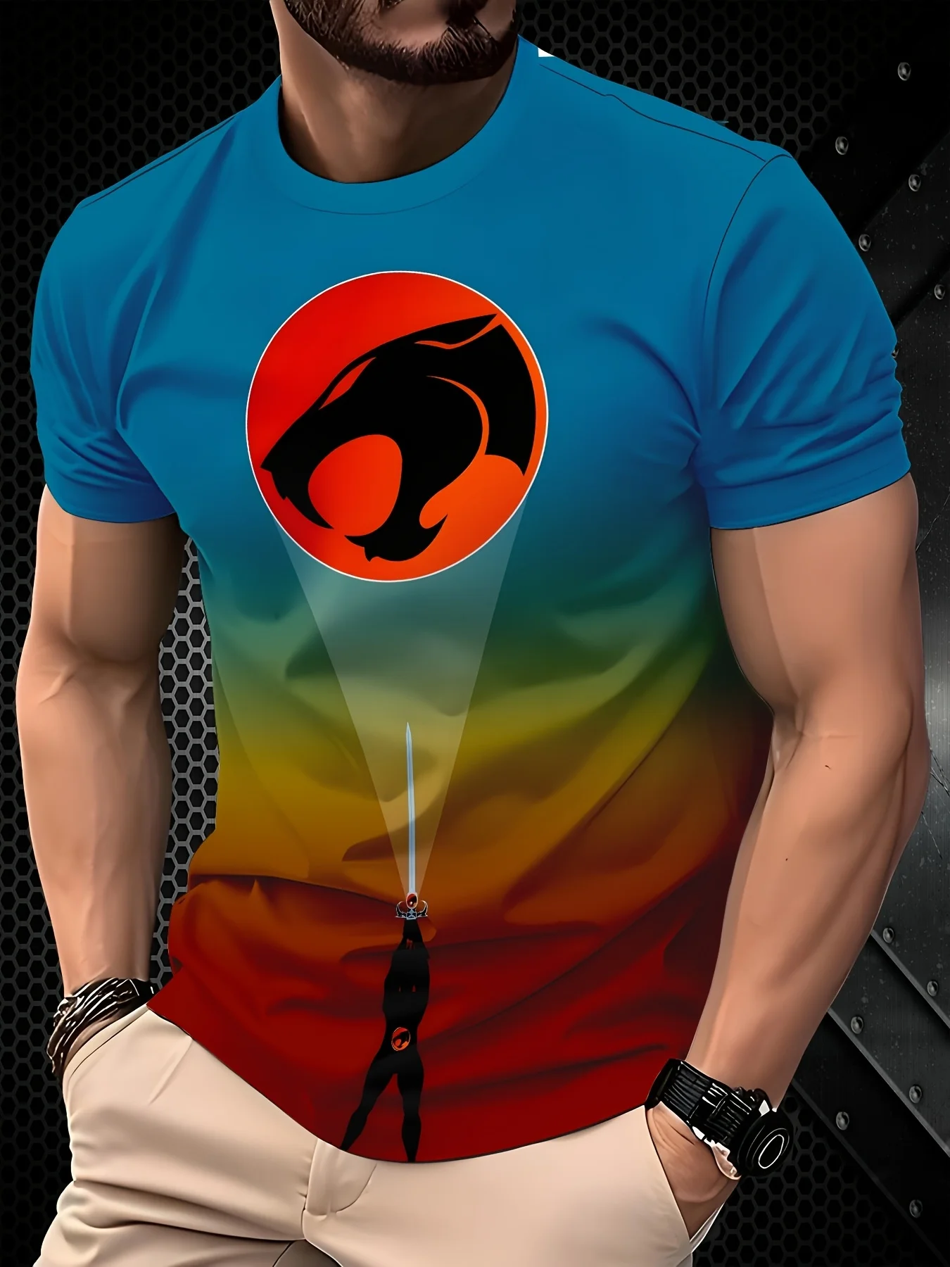 Men's 3D Print Lighting Graphic Tee - Casual Fashion Crew Neck T-Shirt with Panther Face Design,Polyester,Machine Washable
Men's 3D Print Lighting Graphic Tee - Casual Fashion Crew Neck T-Shirt with Panther Face Design,Polyester,Machine Washable