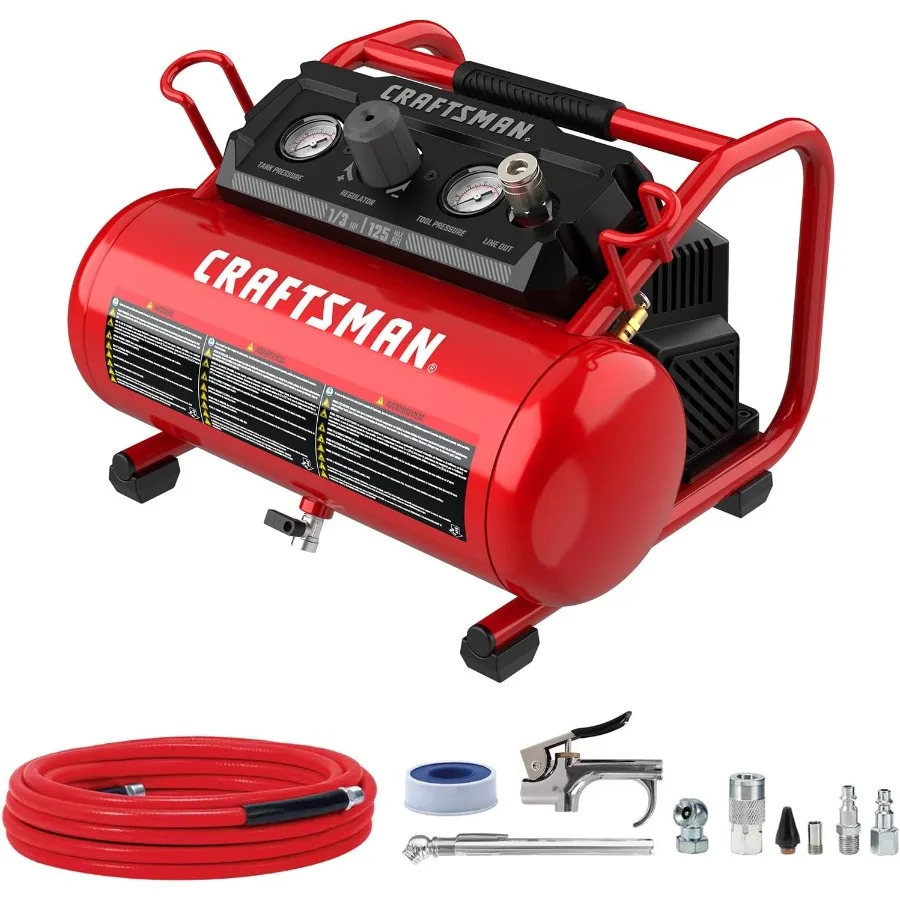 Портативный воздушный компрессор на 2 галлона, 1/3 л.с., безмасляный, легкий, с комплектом из 10 аксессуаров для авторемонта и DIY-проектов
Портативный воздушный компрессор на 2 галлона, 1/3 л.с., безмасляный, легкий, с комплектом из 10 аксессуаров для авторемонта и DIY-проектов